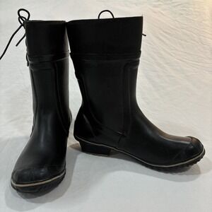 Sorel Rain Boots Womens Size 6.5 1973 Waterproof Black Rubber